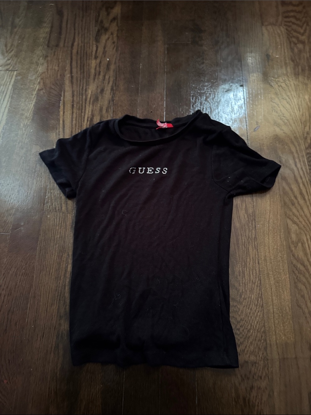 Guess Black Short Sleeve Tee with Crystal Logo